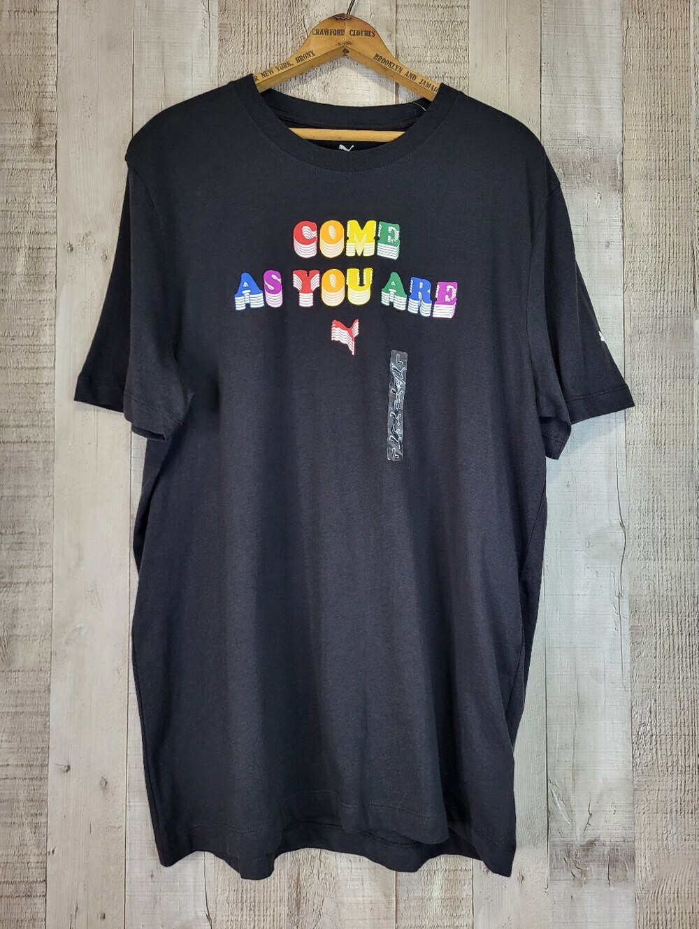 PUMA Pride Come As You Are Black Graphic Tee. Mens Size Large.